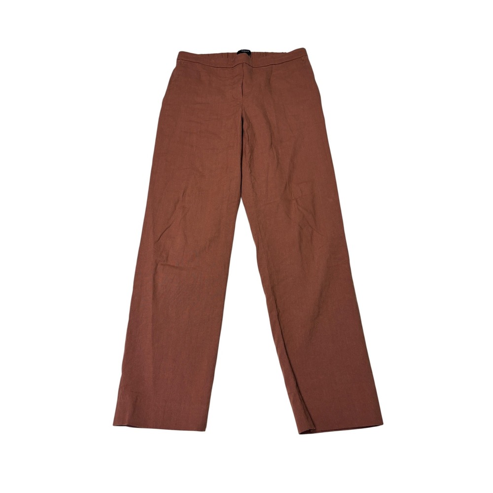 Theory Terracotta Brown‎ Linen Blend Straight Leg Elastic Back Pants  0 W27 L25